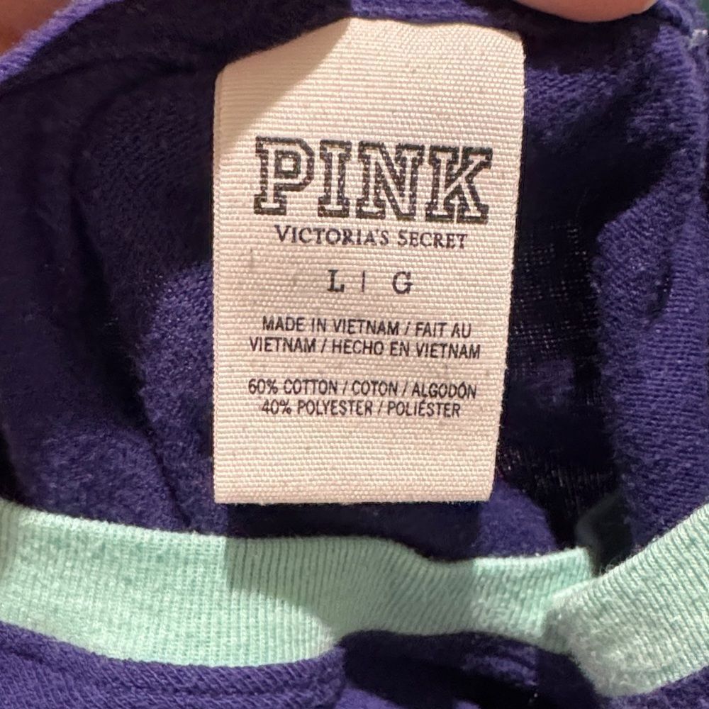 PINK Victoria's Secret Long Sleeve Tee - Navy and Light Blue - Picture 3 of 3